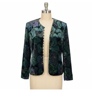 AC Sport Velvet Floral Blazer Jacket Green Purple Size 18W
